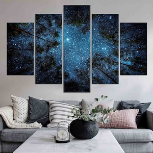 Starry Night Sky Canvas Print: Forest Landscape Wall Art - Etsy
