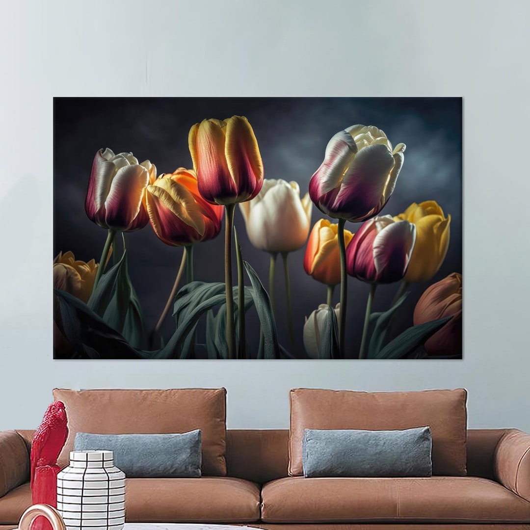 Colorful Tulip Canvas Wall Art: Modern Floral Decor - Etsy