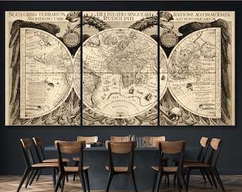 Antique World Map Canvas Print: Vintage Style Wall Art