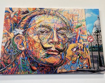 Salvador Dali Portrait Canvas: Abstract Pop Street Art Print