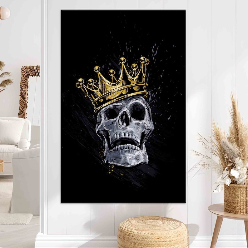 Skull Wall Art, King Wall Decor, Canvas Wall Art, Modern Wall Art