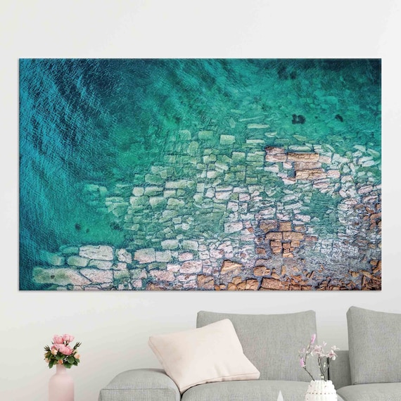 Ocean Canvas Print: Aerial Seascape Wall Art, Coastal Decor