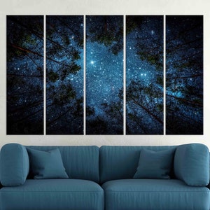 Starry Night Sky Canvas Print: Forest Landscape Wall Art - Etsy