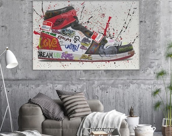 Shoe Hype Sneaker Art, Graffiti Shoes Wall Art, Sneaker Poster, Shoes Graffiti Wall Art, Trendy Wall Art, Canvas Wall Decor, Canvas Wall Art