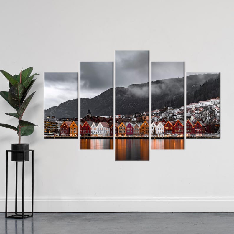 Mountain Canvas Art, Coastal Wall Art, Norway Art Decor, Farmhouse Art