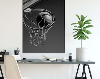 Basketball Hoop Canvas Print: Basketball  Wall Art, Kids Room Decor