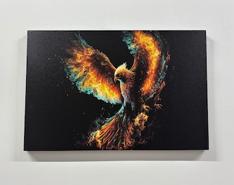 Phoenix Bird Canvas Art: Modern Black Wall Decor