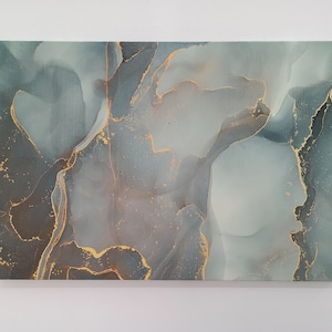 Green Abstract Canvas Art: Gold Marble Wall Decor