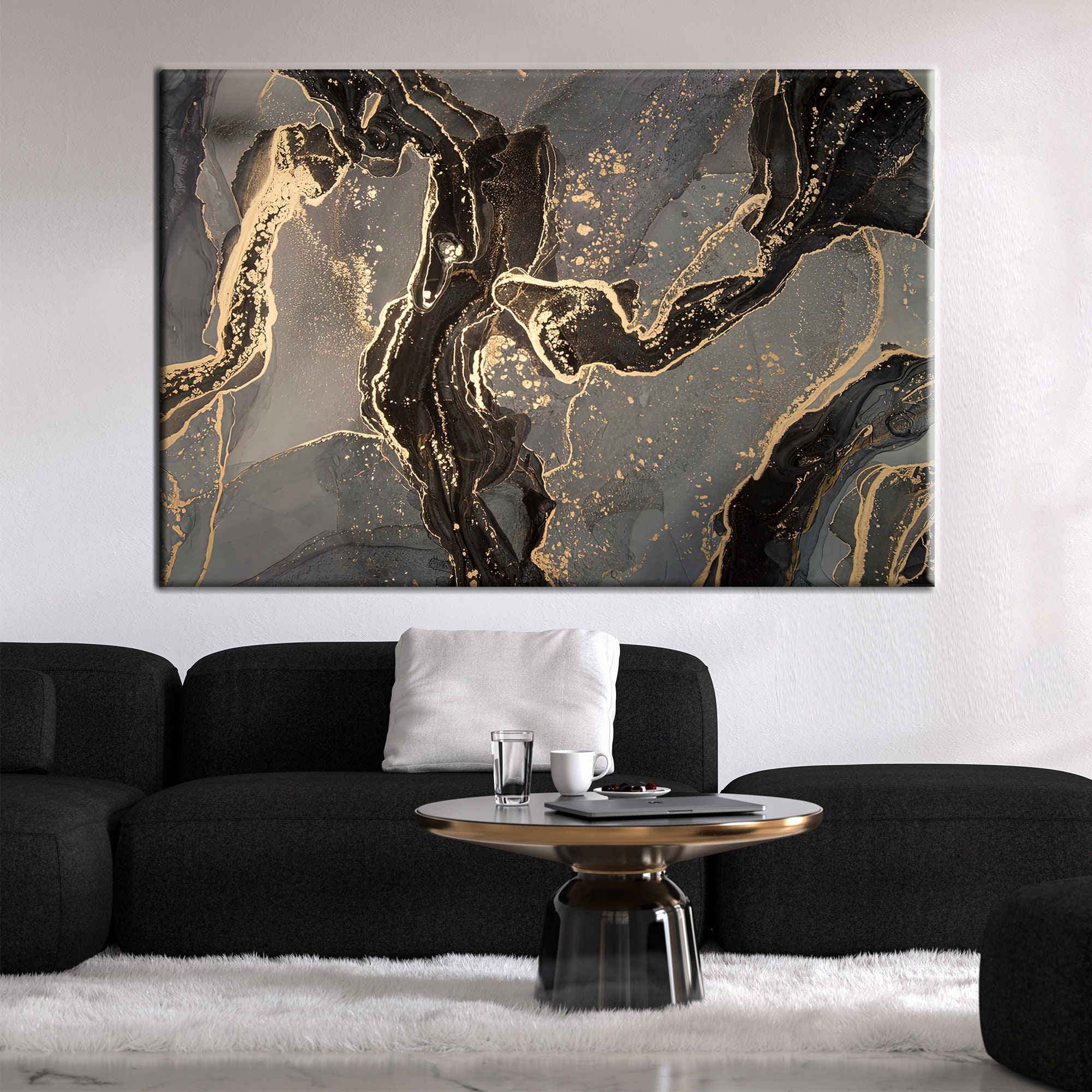 Abstract Wall Art Marble Wall Decor Marble Canvas Print Etsy