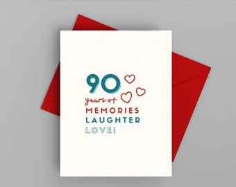 Milestone 50, 60, 70, 80, 90, 100th birthday card, Years of memories, laughter, love, for him, for her, for grandfather, grandmother