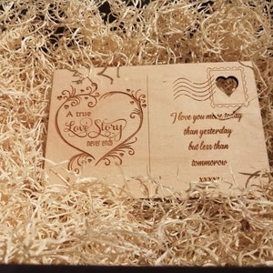 Postal de San Valentín contrachapado