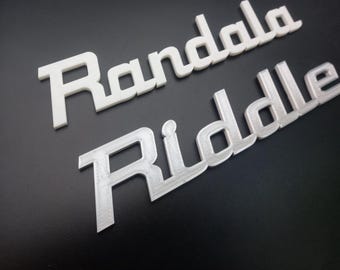 RANDALLアンプスタイルのロゴ（240mm）。様々なカラーバリエーションをご用意。3Dプリント
