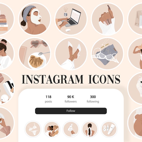 Illustrations Instagram Icons Story Highlight - Icônes Stories à la une