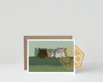 GREETING CARD // Cats in bed // Art print postcard folding card birthday card with envelope DIN A6