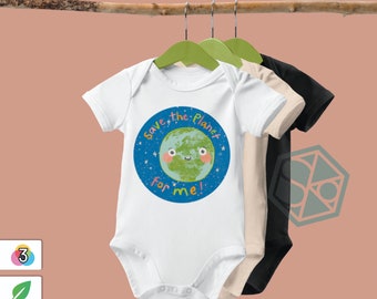 BABY ROMPER ORGANIC COTTON // Save The Planet // Romper Baby Clothes Romper Short Sleeve Baby Bodysuit with Illustration // Organic Fair Vegan