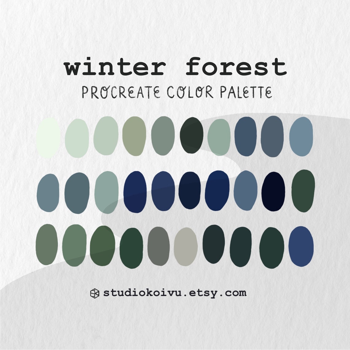 PROCREATE COLOR PALETTE // Winter Forest // 30 Colors for iPad