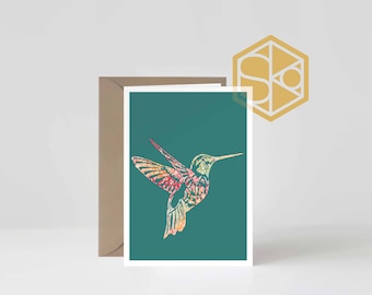 GREETING CARD // Hummingbird // Bird // Postcard folding card birthday card with envelope DIN A6