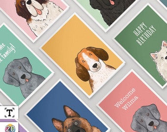 GREETING CARD PERSONALIZABLE // Dog Cards Design Dog Illustration Greeting Card Dog Birthday Card Personalized Dog Card with Envelope