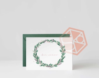 GREETING CARD // flower wreath // forever // wedding card engagement card postcard folding card with envelope