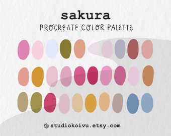 PROCREATE COLOR PALETTE // Sakura // 30 colors for iPad Procreate digital art illustration drawing // .swatches file download