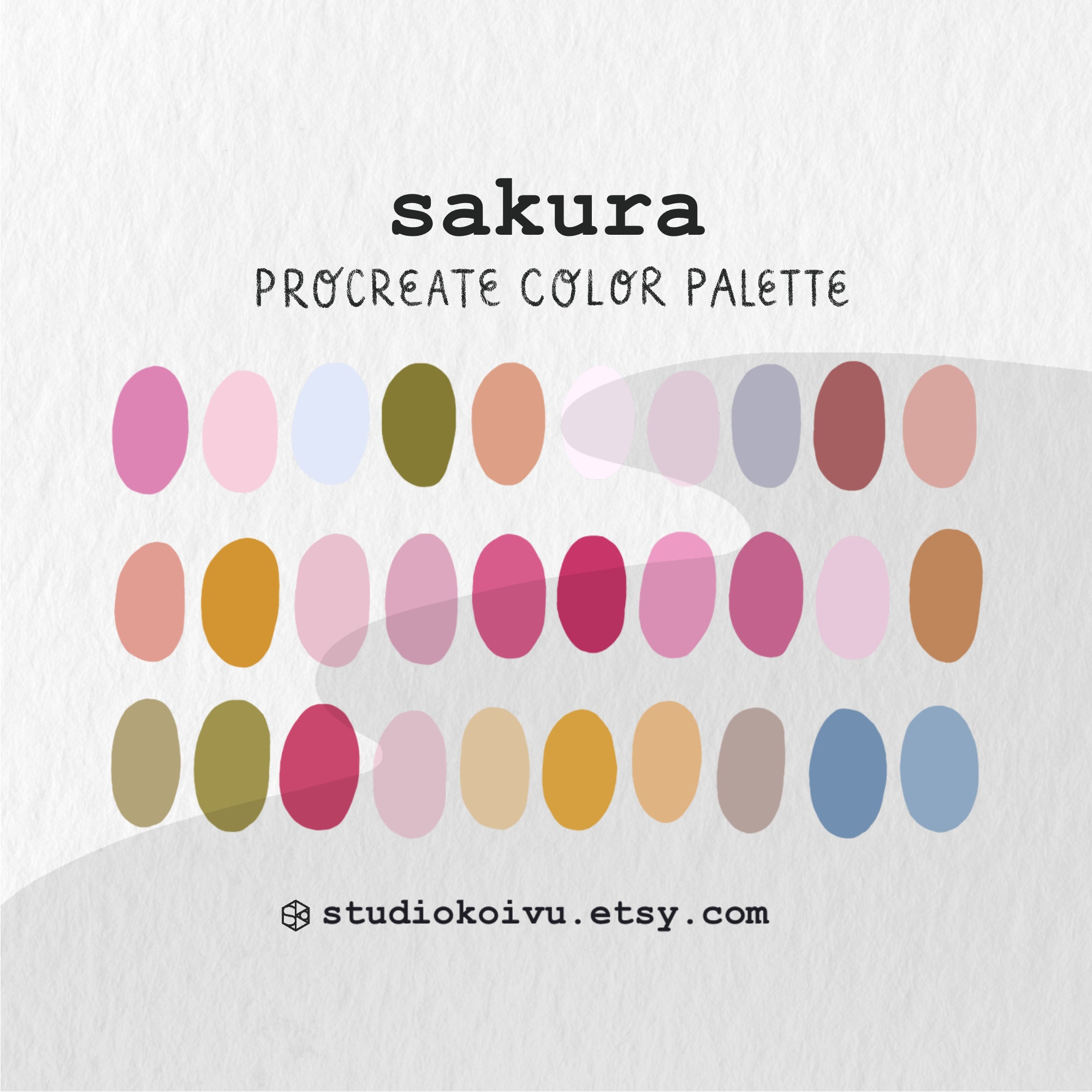 Paleta de colores para Procreate Sakura – 30 colores de flor de cerezo (.swatches para iPad)