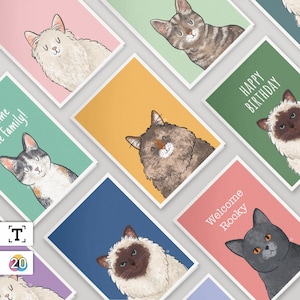 CARTE DE VOEUX PERSONNALISABLE // Carte de chat personnalisée mignonne Carte d’anniversaire Cartes de vœux de chat Carte de conception de chat avec motif de chat
