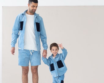 Fathers day gift, father son clothes, matching set father son, corduroy shirt, corduroy trousers, family matching, family set, Easter outfit