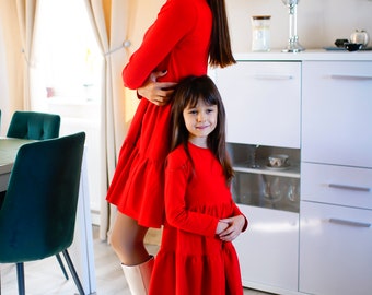 Mommy and me dress, mother daughter dress, matching dress, cotton dress, easter dress, Easter red dress, family Easter, Easter