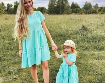 Mommy and me dress, mother daughter matching dress, solid dress, summer dress, mothers day gifts, mother daughter, cotton dresses