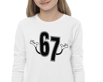 Six Seven Youth Long Sleeve Tee, 6 7 Funny Meme kids shirt