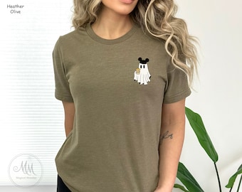 Cute Drinking Ghost Shirt, Beer Ghost Shirt, Mouse Ear Ghost Tee, Disney Halloween Matching Shirts, Disney Dad Epcot Halloween Shirt