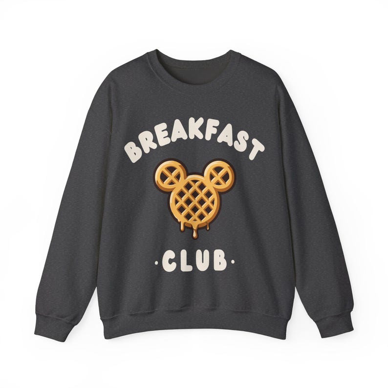 Breakfast Club Gildan Crewneck Sweatshirt Mouse Shaped Waffle Sweater Waffle Shirt Breakfast Waffle Mouse Shirt Disney Waffle Sweater Dark Heather
