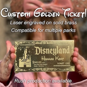 Personalisiertes Disneyland Ticket Gold Custom Reveal Ticket Disney World Surprise Ticket Universal-Eintrittskarte Kreuzfahrt-Eintrittskarte Disney Paris