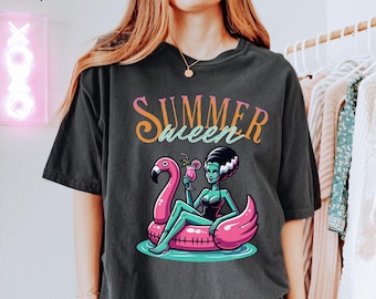 Summerween Shirt, Funny Monster Beach Party Tee, Halloween Summer Vibes T-Shirt, Summer Vibes Shirt, Beach Vacation Halloween Shirt