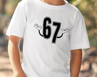 Maglietta 6 7, Maglietta Viral Meme 67 Youth, Maglietta Six Seven Gildan Heavy Cotton™
