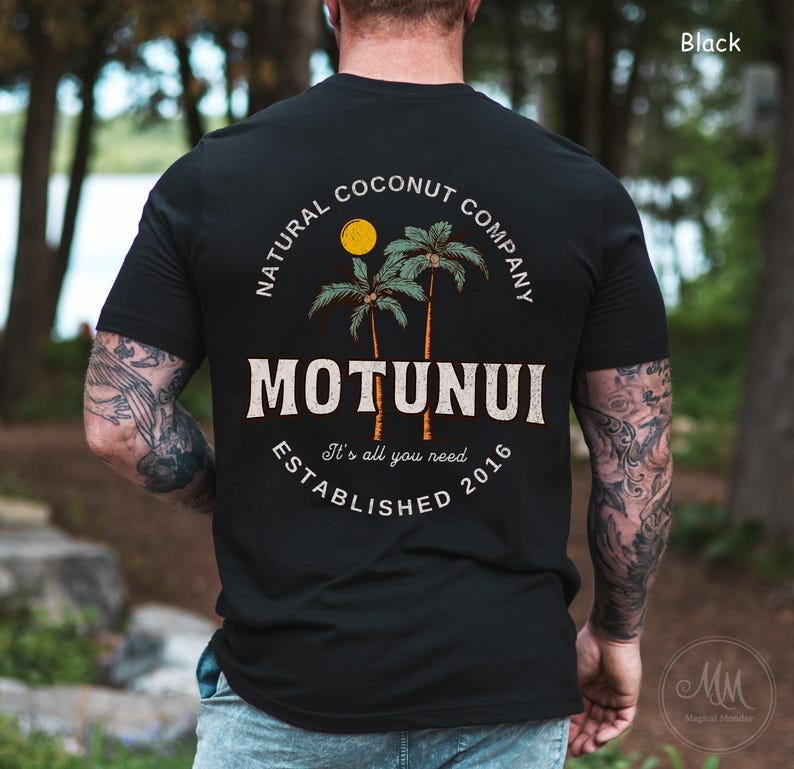 Moana Motunui Coconut Co Shirt Island Girl Coconut Shirt for Disney Vacation Tropical Cruise Shirts for Dad Front and Back Print Black