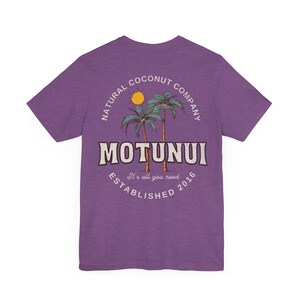 Moana Motunui Coconut Co Shirt Island Girl Coconut Shirt for Disney Vacation Tropical Cruise Shirts for Dad Front and Back Print Heather Team Purple