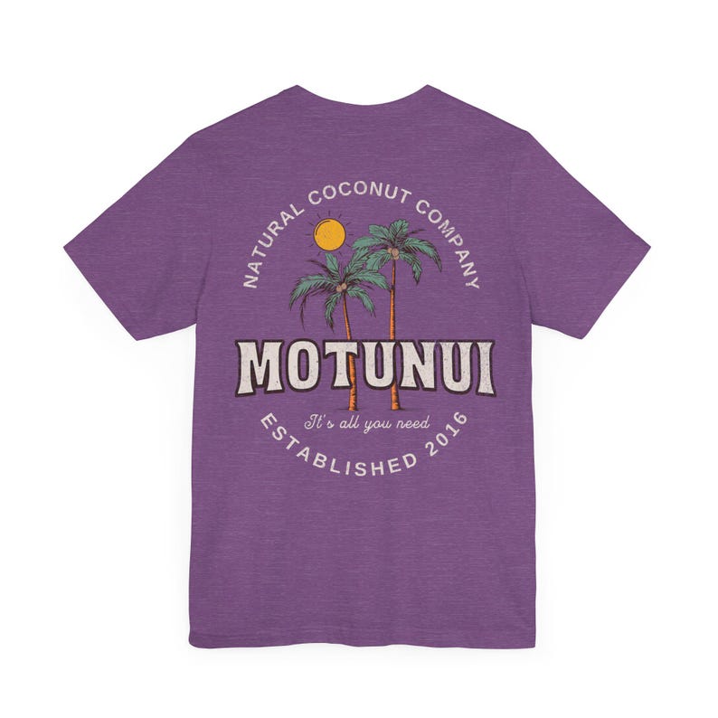Moana Motunui Coconut Co Shirt Island Girl Coconut Shirt for Disney Vacation Tropical Cruise Shirts for Dad Front and Back Print Heather Team Purple