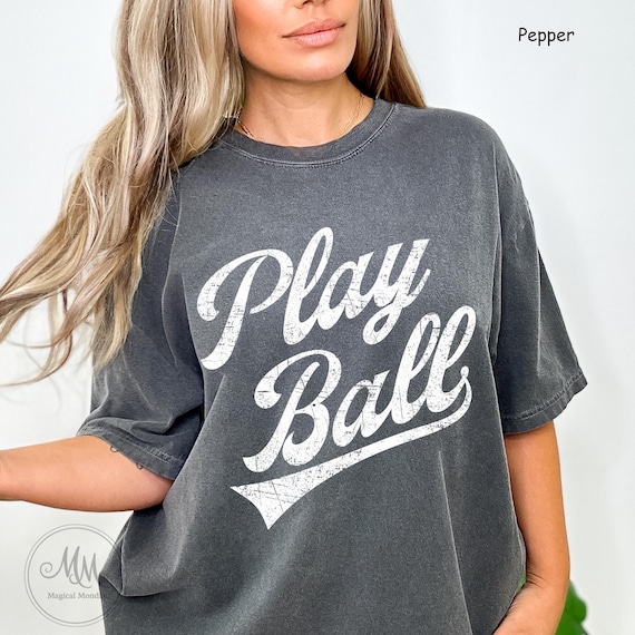 Play Ball Comfort Colors Baseball Shirt, Boxy Tee Baseball Crop Top Baseball Mom Shirt, Retro Baseball Tee, Gift for Baseball Softball Mom
