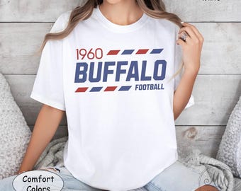 Maglietta Buffalo Football Comfort Colors, abbigliamento retrò per le partite.