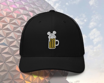 Maus Bier Zentriert Stickerei Trucker Hut Maus Ohren Hut Für Disney Papa Geschenk Epcot Hut Snap Back Hut