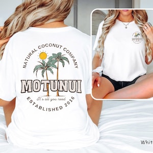 Moana Motunui Coconut Co Shirt Island Girl Coconut Shirt for Disney Vacation Tropical Cruise Shirts for Dad Front and Back Print White