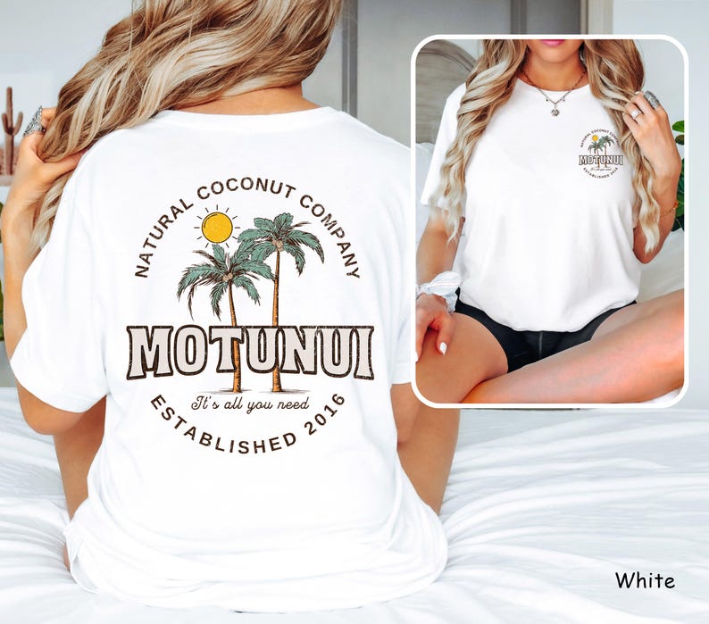 Moana Motunui Coconut Co Shirt Island Girl Coconut Shirt for Disney Vacation Tropical Cruise Shirts for Dad Front and Back Print White