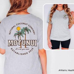 Moana Motunui Coconut Co Shirt Island Girl Coconut Shirt for Disney Vacation Tropical Cruise Shirts for Dad Front and Back Print Athletic Heather