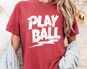 Play Ball Shirt, Comfort Colors Baseball Shirt, Baseball Mom Shirt, Softball Mom PlayBall Shirt, Tball Mom Shirt,Retro Baseball Shirt