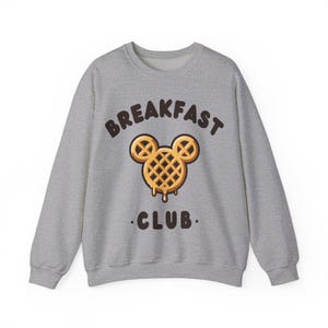 Breakfast Club Gildan Crewneck Sweatshirt Mouse Shaped Waffle Sweater Waffle Shirt Breakfast Waffle Mouse Shirt Disney Waffle Sweater Sport Grey