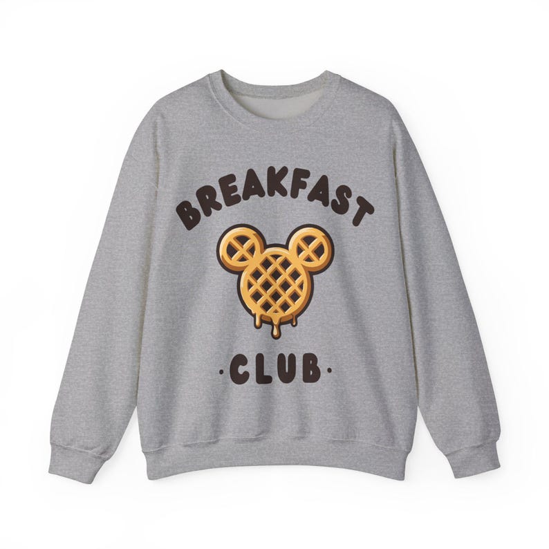 Breakfast Club Gildan Crewneck Sweatshirt Mouse Shaped Waffle Sweater Waffle Shirt Breakfast Waffle Mouse Shirt Disney Waffle Sweater Sport Grey