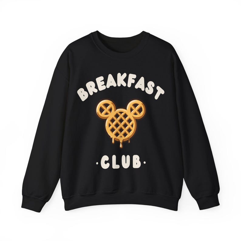 Breakfast Club Gildan Crewneck Sweatshirt Mouse Shaped Waffle Sweater Waffle Shirt Breakfast Waffle Mouse Shirt Disney Waffle Sweater Black