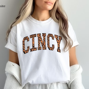 Cincy Football Comfort Colors Retro Game Day Shirt Cute Cincinnati Shirt Who Dey Shirt Bengal Tiger Cincy Shirt Gift for Bengals Fan