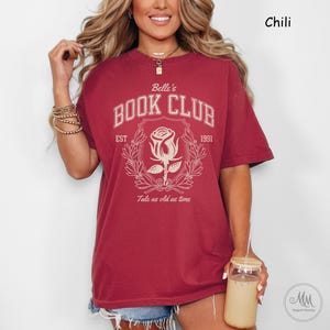 Belle&#39;s Book Club Comfort Colors Bookish Shirt, Belle Shirt, Bookworm Gift, Beauty and The Beast Belle Tshirt, Book Club Gifts,Literary Gift